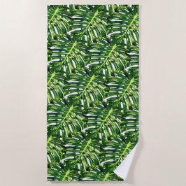 Monstera Leaves Beach Towel Green Natuur Strandlaken