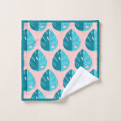 Monstera Leaves - Blue and Pink Bad Handdoek (Wasdoekje)