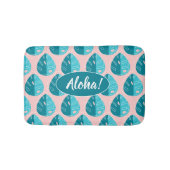 Monstera Leaves - Blue and Pink Badmat (Voorkant)