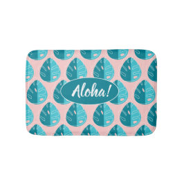 Monstera Leaves - Blue and Pink Badmat