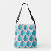 Monstera Leaves - Blue and Pink Crossbody Tas (Achterkant)