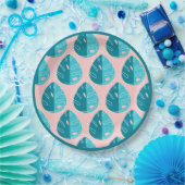 Monstera Leaves - Blue and Pink Papieren Bordje (Feest)