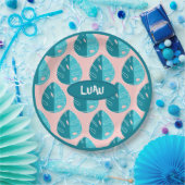 Monstera Leaves - Blue and Pink Papieren Bordje (Feest)