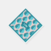 Monstera Leaves - Blue and Pink Servet (Hoek)