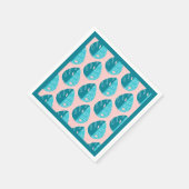 Monstera Leaves - Blue and Pink Servet (Hoek)