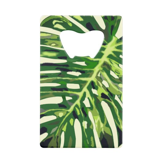 Monstera Leaves Bottle Open Green Creditkaart Flessenopener (Voorkant)