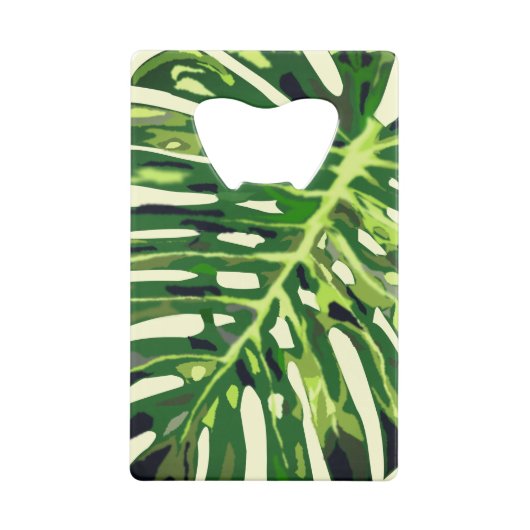 Monstera Leaves Bottle Open Green Creditkaart Flessenopener (Achterkant)