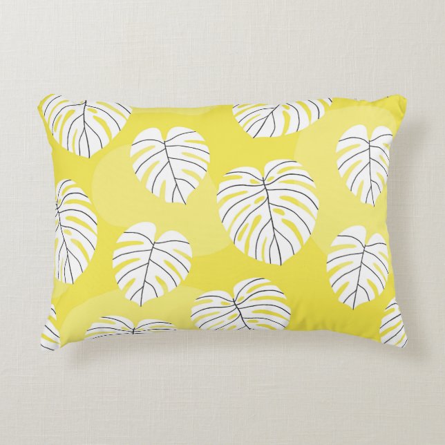 Monstera leaves, bright yellow background. accent kussen (Voorkant)