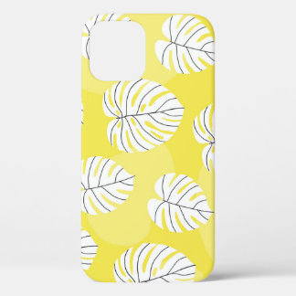 Monstera leaves, bright yellow background. Case-Mate iPhone case