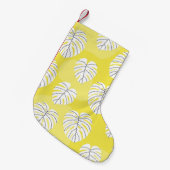 Monstera leaves, bright yellow background. kleine kerstsok (Voorkant (Hangend))