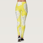 Monstera leaves, bright yellow background. leggings (Achterkant)