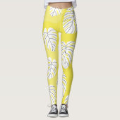 Monstera leaves, bright yellow background. leggings (Voorkant)