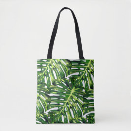 Monstera Leaves Canvas tas Green