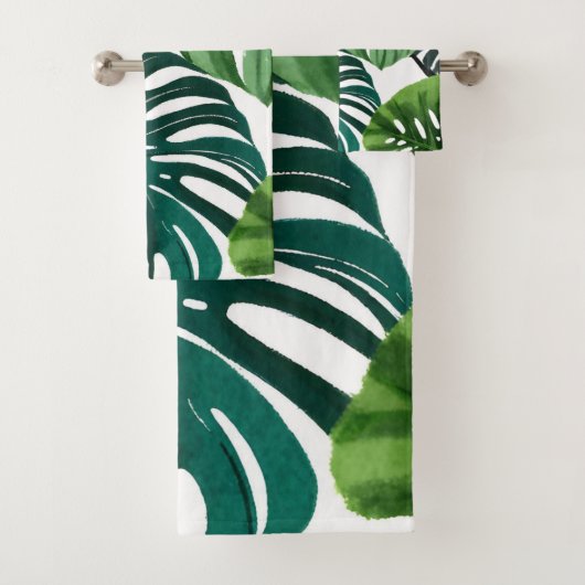 Monstera Leaves | Eenvoudige moderne handdoek (Insitu)