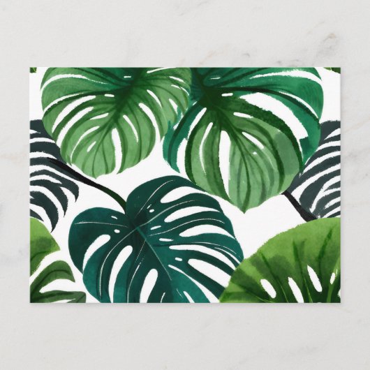 Monstera Leaves | Eenvoudige moderne Waterverf Briefkaart (Voorkant)