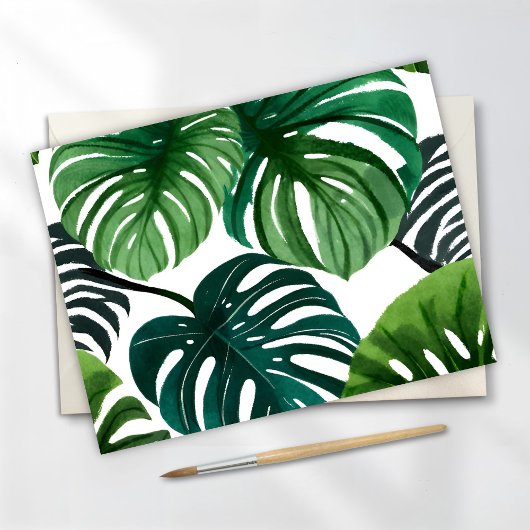 Monstera Leaves | Eenvoudige moderne Waterverf Briefkaart