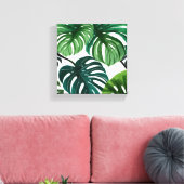 Monstera Leaves | Eenvoudige moderne Waterverf Canvas Afdruk (Insitu (Woonkamer))