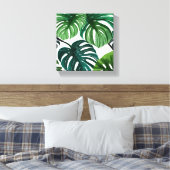 Monstera Leaves | Eenvoudige moderne Waterverf Canvas Afdruk (Insitu (Slaapkamer))