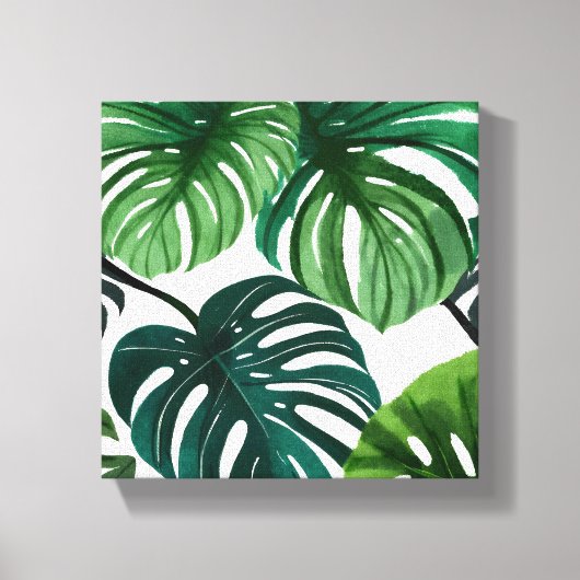 Monstera Leaves | Eenvoudige moderne Waterverf Canvas Afdruk (Voorkant)