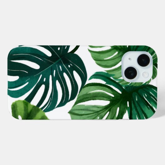 Monstera Leaves | Eenvoudige moderne Waterverf Case-Mate iPhone Case (Achterkant (horizontaal))