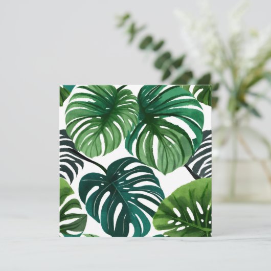 Monstera Leaves | Eenvoudige moderne Waterverf Kaart (Staand voorkant)