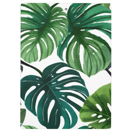 Monstera Leaves | Eenvoudige moderne Waterverf Klembord (Achterkant)