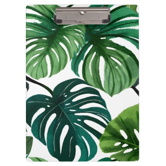 Monstera Leaves | Eenvoudige moderne Waterverf Klembord (Voorkant)