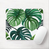 Monstera Leaves | Eenvoudige moderne Waterverf Muismat (Met muis)