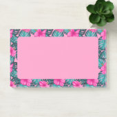 Monstera Leaves en Hibiscus, Blauwgroen en Roze Post-it® Notes (Kantoor)