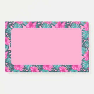 Monstera Leaves en Hibiscus, Blauwgroen en Roze Post-it® Notes