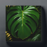 Monstera Leaves Gold Jungle Glamour Fotoplaat<br><div class="desc">Indulge in sophisticated jungle opulence with this stunning high-contrast botanical! Oversized, glossy Monstera leaves gleam in deep emerald green with luxurious metallic-gold veins and delicate gold outlining, set against a dramatic inky black backdrop. Layered palm fronds add depth and richness, creating an instantly glamorous, modern-tropical statement that exudes elegance and...</div>