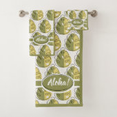 Monstera Leaves - Green Bad Handdoek (Insitu)