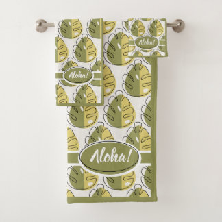 Monstera Leaves - Green Bad Handdoek