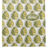 Monstera Leaves - Green Douchegordijn (Voorkant)