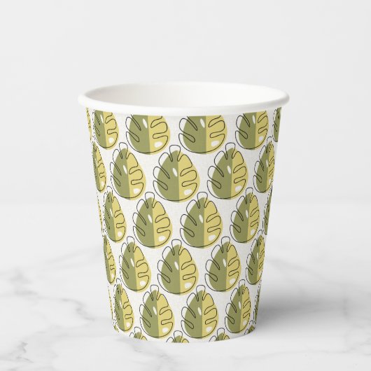 Monstera Leaves – Green Papieren Bekers (Voorkant)
