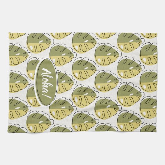 Monstera Leaves - Green Theedoek (Horizontaal)