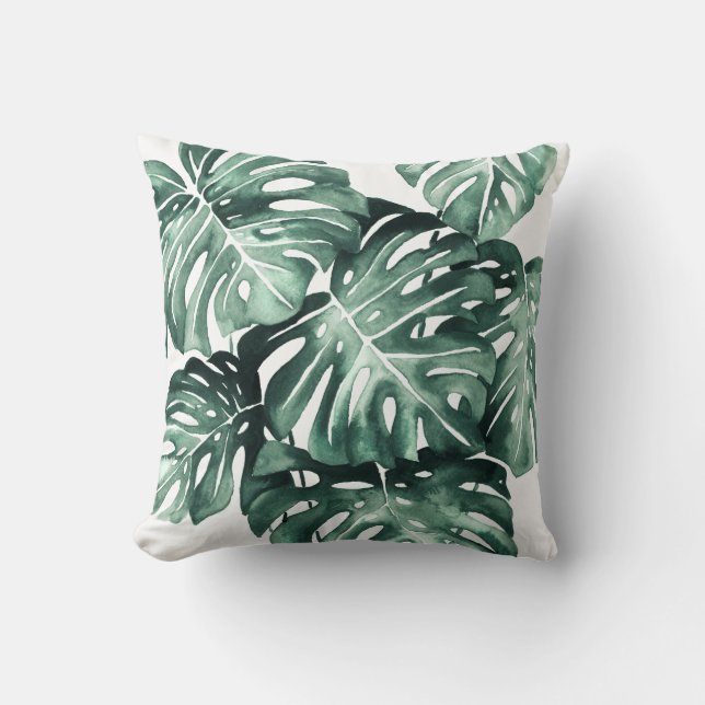 Monstera Leaves Illustration Kussen (Voorkant)