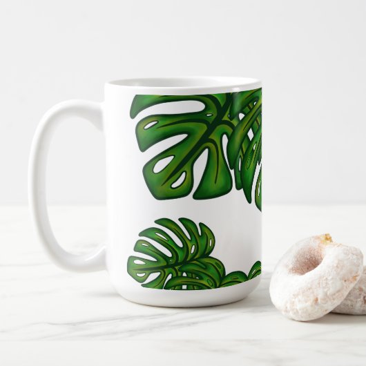 Monstera Leaves Koffiemok (Met donut)