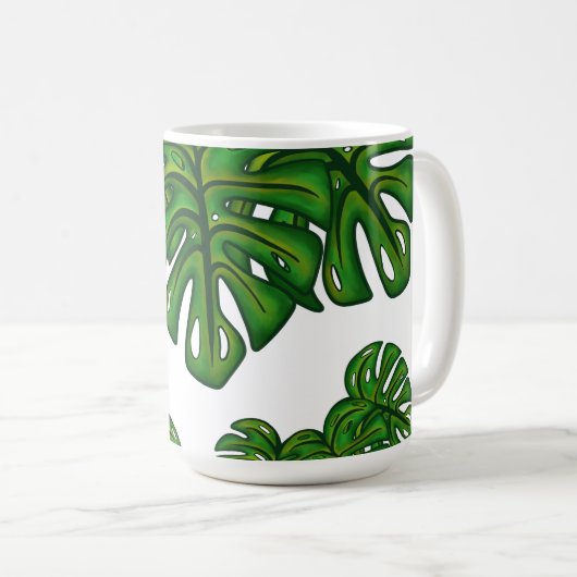 Monstera Leaves Koffiemok (Voorkant rechts)