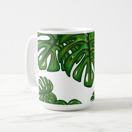 Monstera Leaves Koffiemok (Voorkant links)