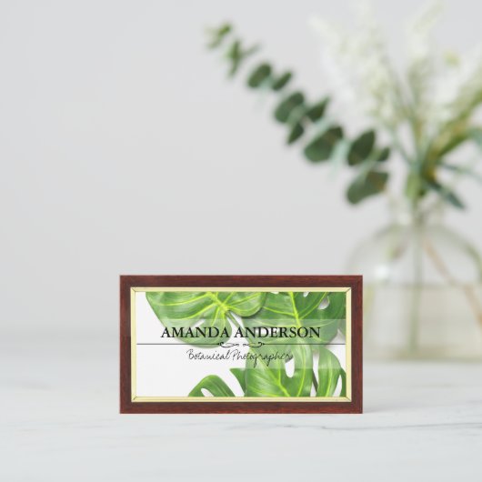 Monstera Leaves | Lijst van hout Visitekaartje (Staand voorkant)