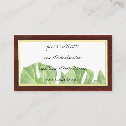 Monstera Leaves | Lijst van hout Visitekaartje (Achterkant)