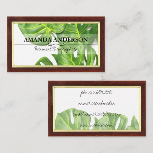 Monstera Leaves | Lijst van hout Visitekaartje (Voorkant / Achterkant)