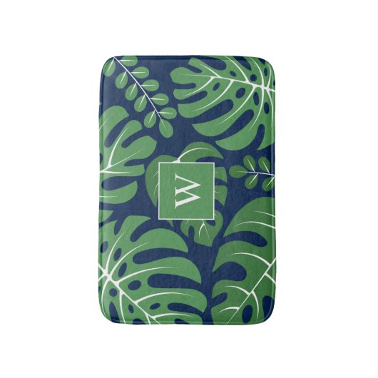 Monstera Leaves Monogrammed Badmat (Voorkant Verticaal)