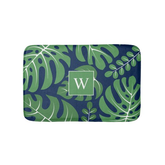 Monstera Leaves Monogrammed Badmat (Voorkant)