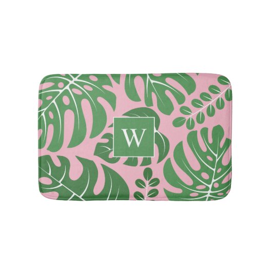 Monstera Leaves Monogrammed Badmat (Voorkant)