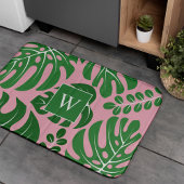 Monstera Leaves Monogrammed Badmat