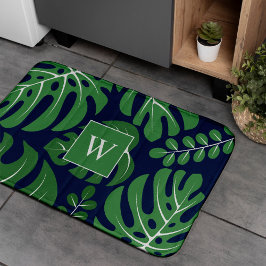 Monstera Leaves Monogrammed Badmat