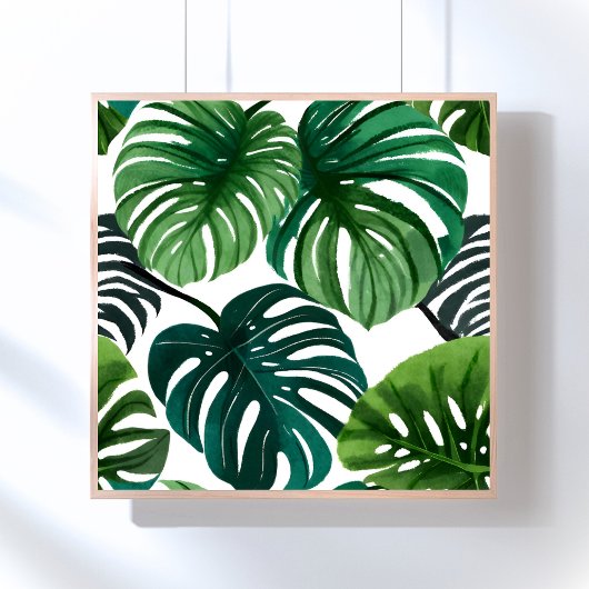 Monstera Leaves | Simple Modern Watercolor Poster