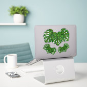 Monstera Leaves Sticker (Laptop op bureau)
